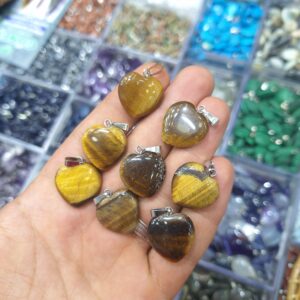 Kalp Kesim Kaplan Gözü Kolye Ucu – Toptan Doğal Taş Kolye Uçları