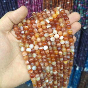 Akik Taşı 8 Mm Dizi Doğal Taş - AA Kalite Madagaskar Akik Toptan Dizi Taşlar - Kırmızı Akik